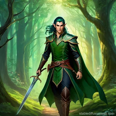 Dark Clad Forest Elf Warrior Stable Diffusion Online