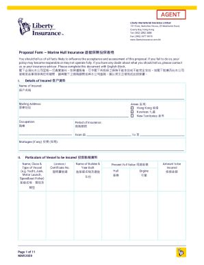 Fillable Online Proposal Formmarine Hull Insurance Fax Email Print