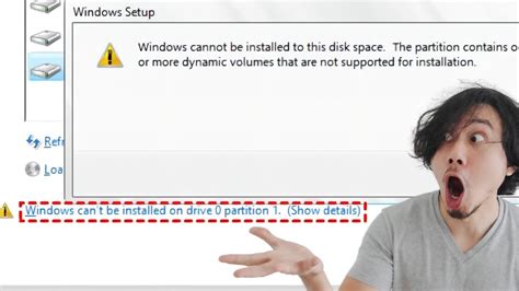 Windows Cannot Be Installed On Drive Partition Youtube