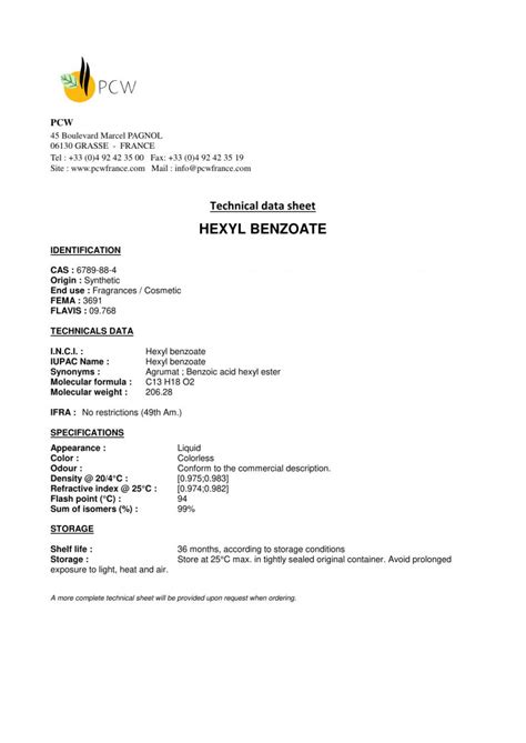 HEXYL BENZOATE