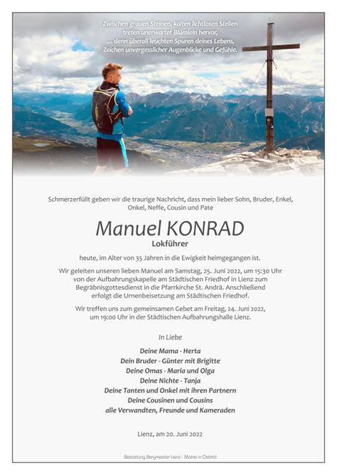 Todesanzeige Manuel Konrad Trauer Link