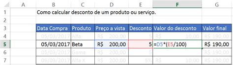 Como Calcular Desconto No Excel Tecnologia Da Informa O