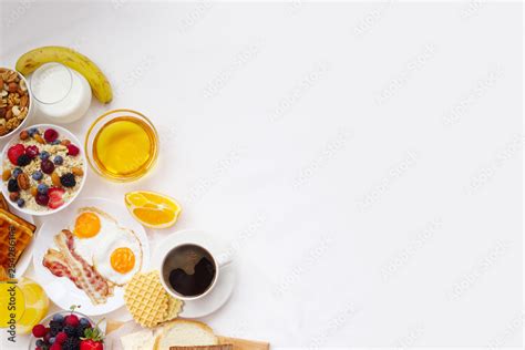 Healthy breakfast background Stock Photo | Adobe Stock