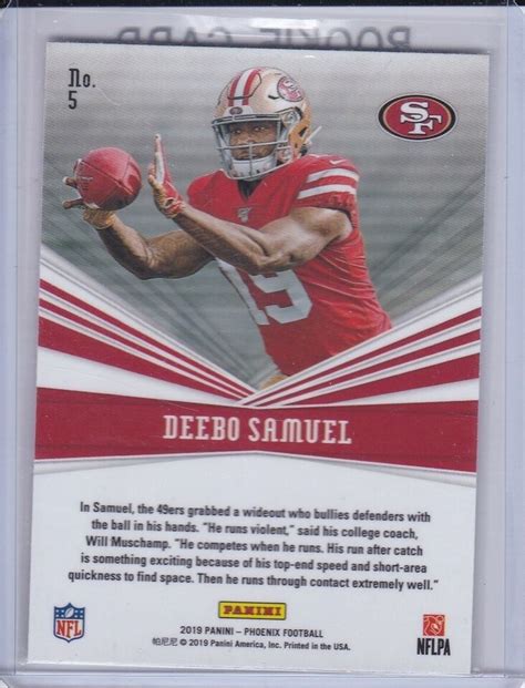 Deebo Samuel Rookie Card Panini Phoenix Catching Fire Rc San