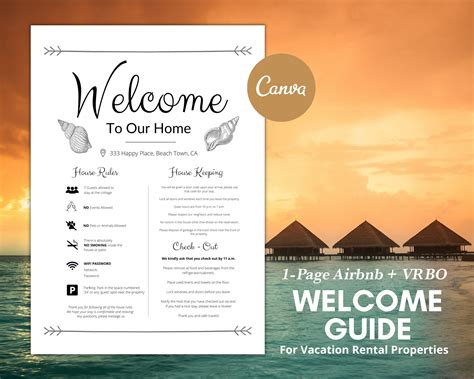 Welcome Book Airbnb Beach Beach House Welcome Sign Tropical Rental