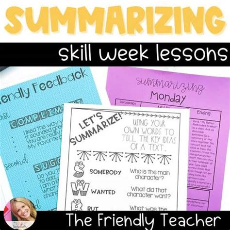 Summarizing Lesson Plans With Activities By The Friendly Teacher