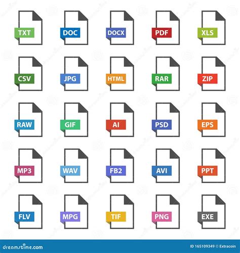 Vaste Pictogramset Bestandsindeling Vectordocumenttekens Vector