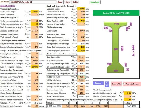 Prestress Concrete Girder Design by AASHTO LRFD 98 Spreadsheet