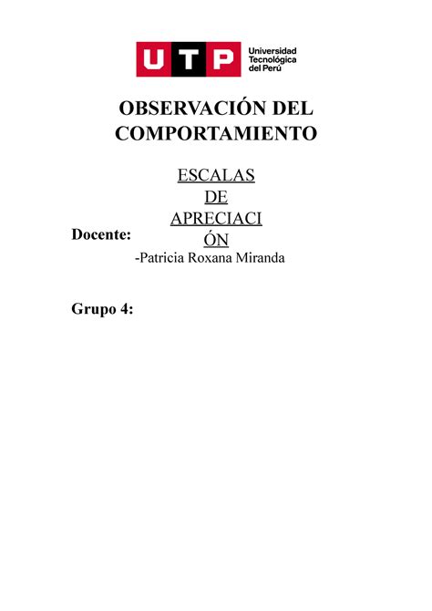 Oc Escala De Apreciaci N Grupo Docente Patricia Roxana Miranda