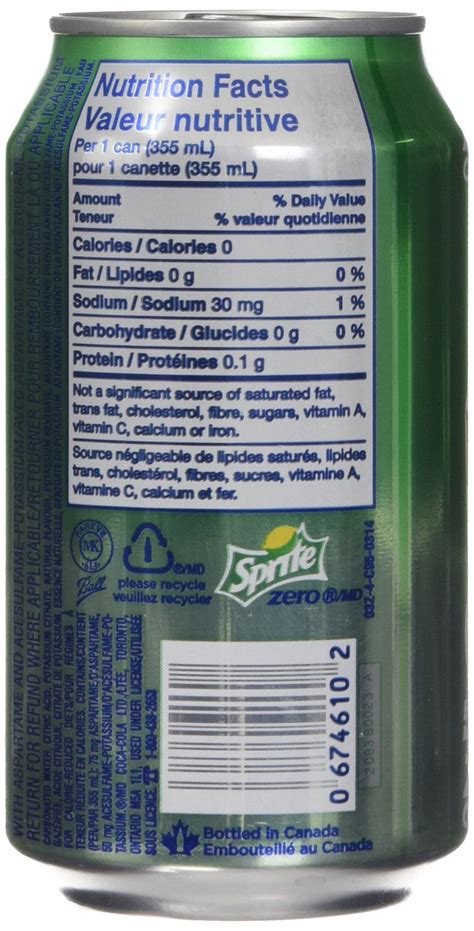 Sprite Zero Sugar Soda Pop 355ml12oz Cans 12 Pack Imported From