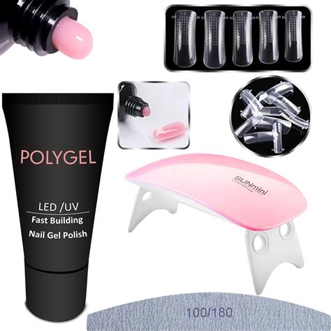 Kit Polygel Alongamento De Unha Molde F1 Lixa Cabine Sun Mini