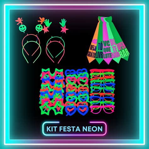 Kit Festa 40 Itens Neon Luz Negra Brilha No Escuro Shopee Brasil