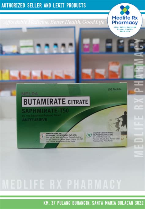 Saphmirate T50 Butamirate Citrate 50mg Anti Cough 5 Tablets Lazada Ph