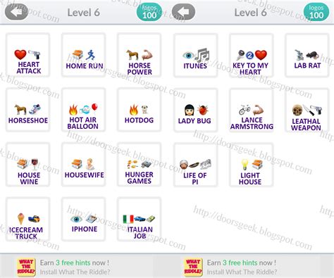 Logo Quiz Emoji Level 6 Answers By Bubble Quiz Games Doors Geek