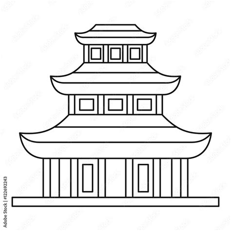 Buddhist Temple Icon In Outline Style On A White Background Vector