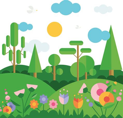 Cartoon Landscape Vector Landscape Clipart Simple Background Images Images