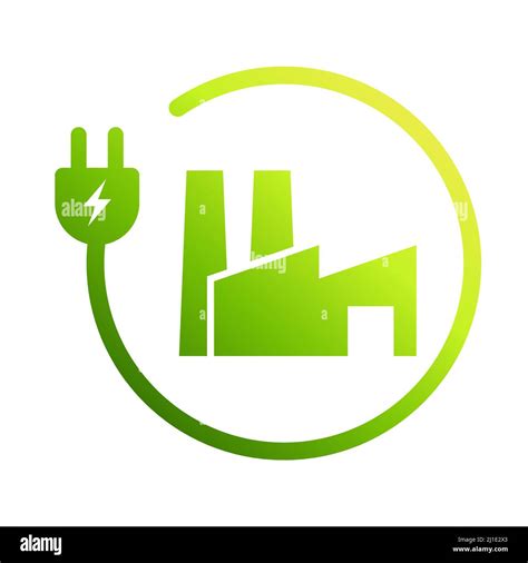 Eco Factory Industry Energy Icon Vector Green Gear With Electric Plug