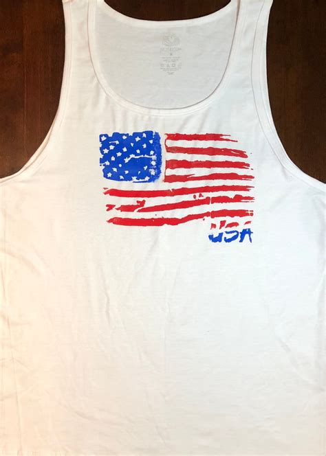 American Flag Usa Unisex Tank Top White Etsy