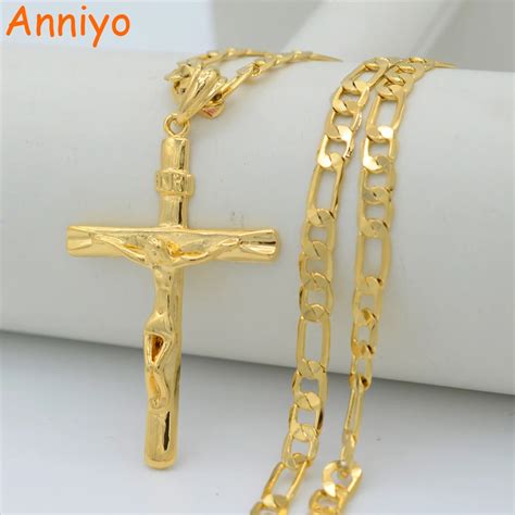 Anniyo Inri Cross Pendant Necklaces Chain Women Men Crucifix