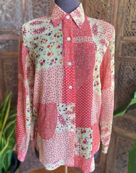 Patchwork Floral Blouse 90s Gem