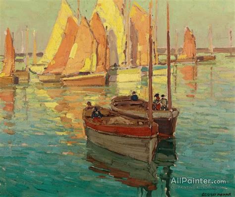 Edgar Paynefishing Boats In A Harbor Oil Painting Reproductions For