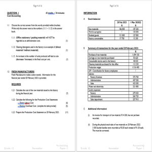 Grade Accounting Acc November Paper And Memo Classroom