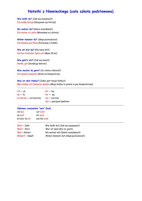 Solution Notatki Z Niemieckiego Cala Szkola Podstawowa Podstawy