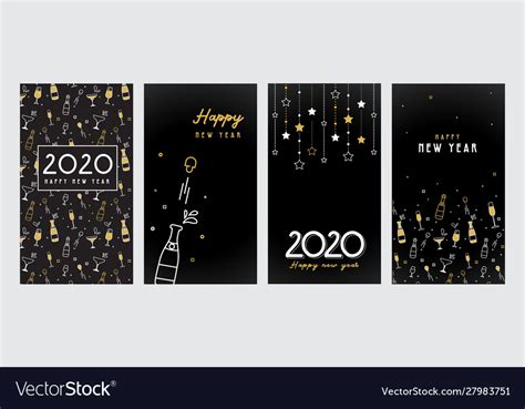 Happy new year- 2020 collection greeting Vector Image