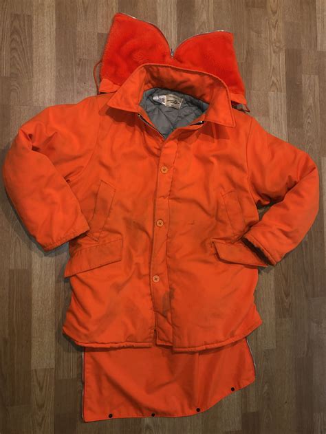 Johnson Garment Blaze Orange Hunting Coat Jacket Mens Size Xl Hood