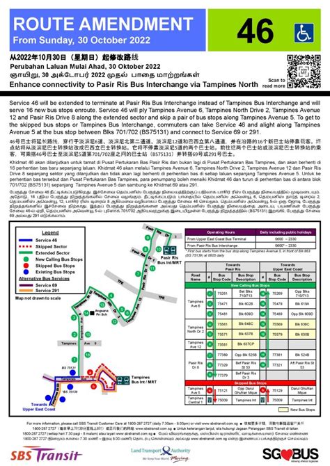 Sbs Transit Poster For Service Route Amendment To Pasir Ris Via