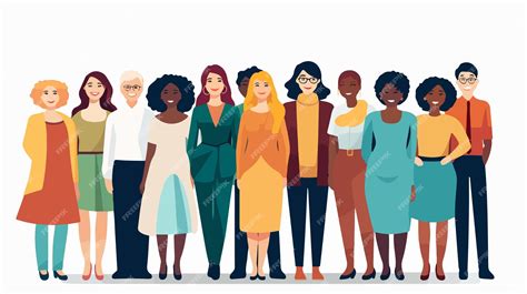 Diverse Group Of Women In Flat Vector Illustration Premium Ai