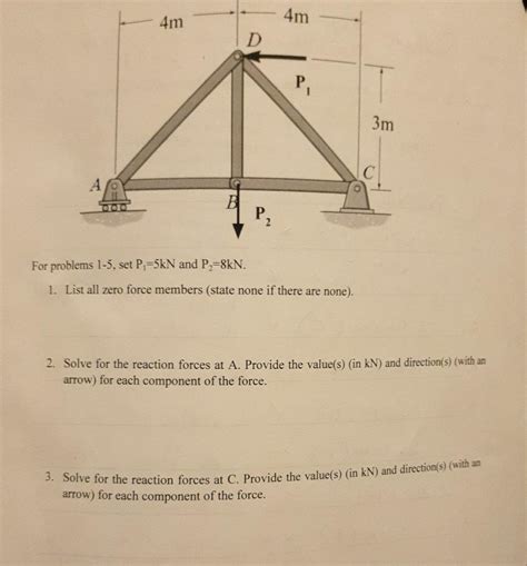 Solved For problems 1−5, set P1=5kN and P2=8kN. 1. List all | Chegg.com 