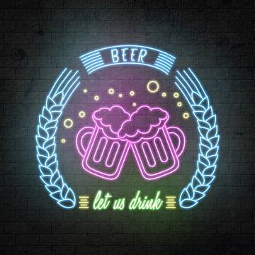 Cerveza Ilustración PNG dibujos Ilustración Bar Neón PNG y PSD para