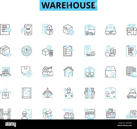 Warehouse Linear Icons Set Logistics Distribution Inventory Storage