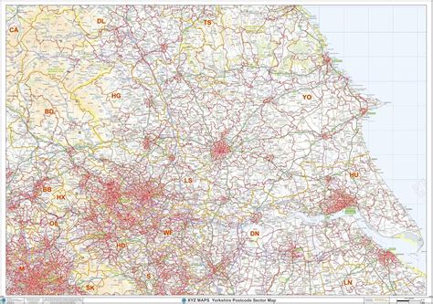 Yorkshire Postcode Sector Wall Map S X Laminated Hot Sex Picture