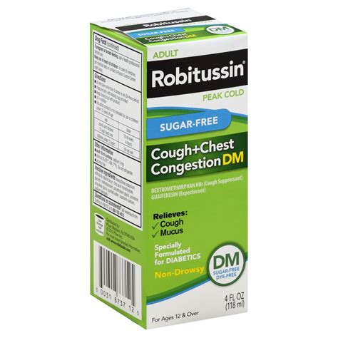 Robitussin Sugar Free Dye Free Cough Chest Congestion Dm Adult Cough