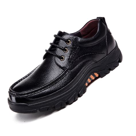 Men Genuine Cow Leather Waterproof Non Slip Soft Sole Casual Shoes