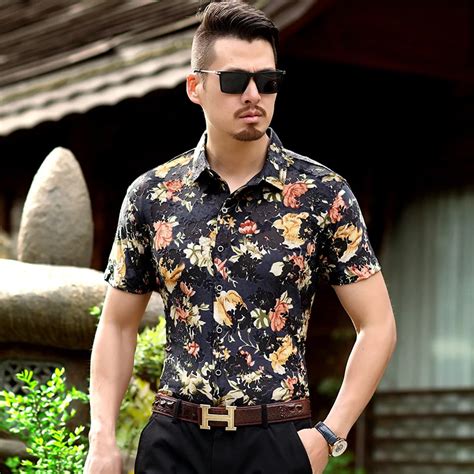 New Arrival Summer And Spring Male Hollow Floral Dress Shirt Sexy Man See Through Short Sleeve