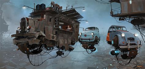 Wallpaper Futuristic City Sci Fi Cyber Cyberpunk Truck Steampunk