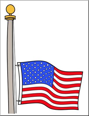 Clip Art: Memorial Day: Half Mast Flag Color 2 – Abcteach