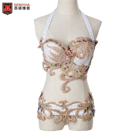 2pcs Women Handmade Bead Belly Dance Costume Outfit Set Bra Belt