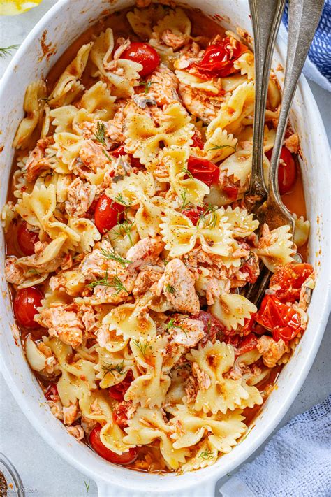 Baked Salmon And Pasta Recipe Baked Salmon Recipe Eatwell