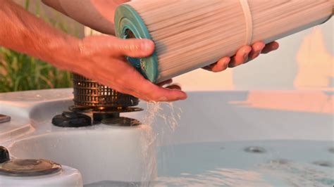 Hot Tub Technician Removing Water Filter And Performing Scheduled