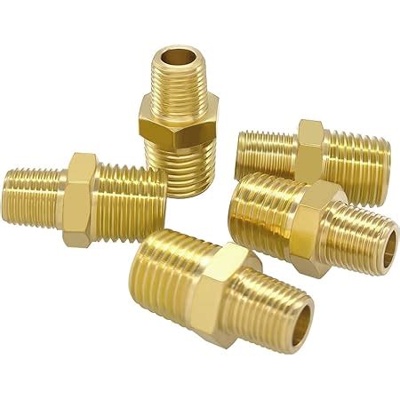 Hooshing 5PCS 1 4 To 1 8 NPT Male Brass Hex Nipple Reducing Pipe