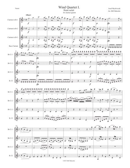 Quartet For Clarinet Quartet Arr Bill Malcolm Sheet Music Josef