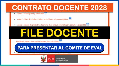 CONTRATO DOCENTE 2023 FILE DOCENTE que se debe Presentar al Comité de