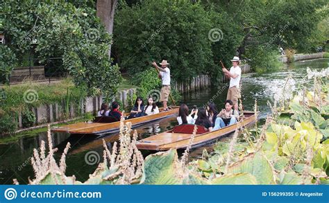 Punting On The River Stour In The Centre Of Canterbury Kent England