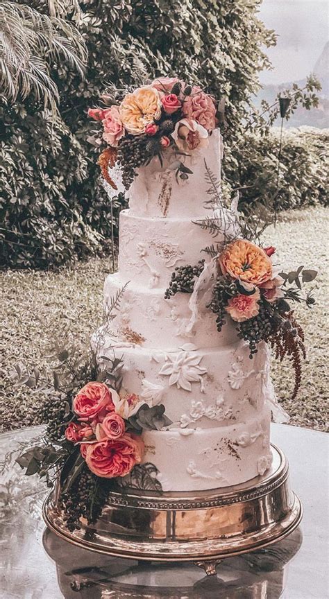 50 Beautiful Wedding Cakes In 2022 Five Tier White Cake With