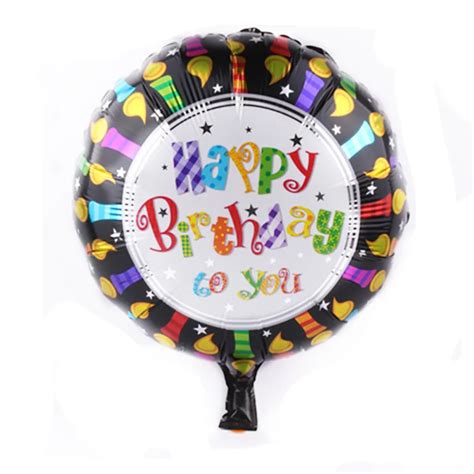 XXPWJ wholesale 45*45cm round black color happy birthday foil balloon ...