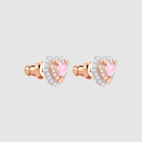 Swarovski One Stud Pierced Earrings Multi Colored Rose Gold Tone Plated